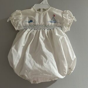 Charming White Baby Bodysuit with Nautical Design